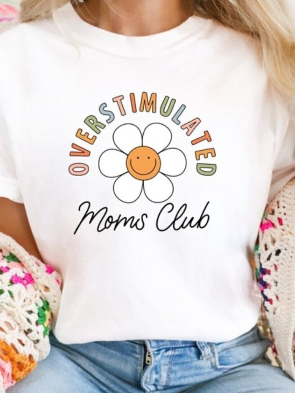 Overstimulated Moms Club T-Shirt Mothers Day Gift Funny Mama Graphic Tee